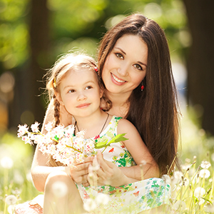 Mom and daughter outside